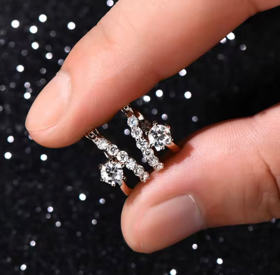 Sparkling 4MM&2MM Moissanite Earring