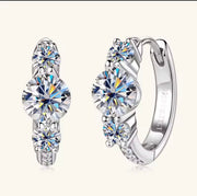 Three Stone Moissanite Earring
