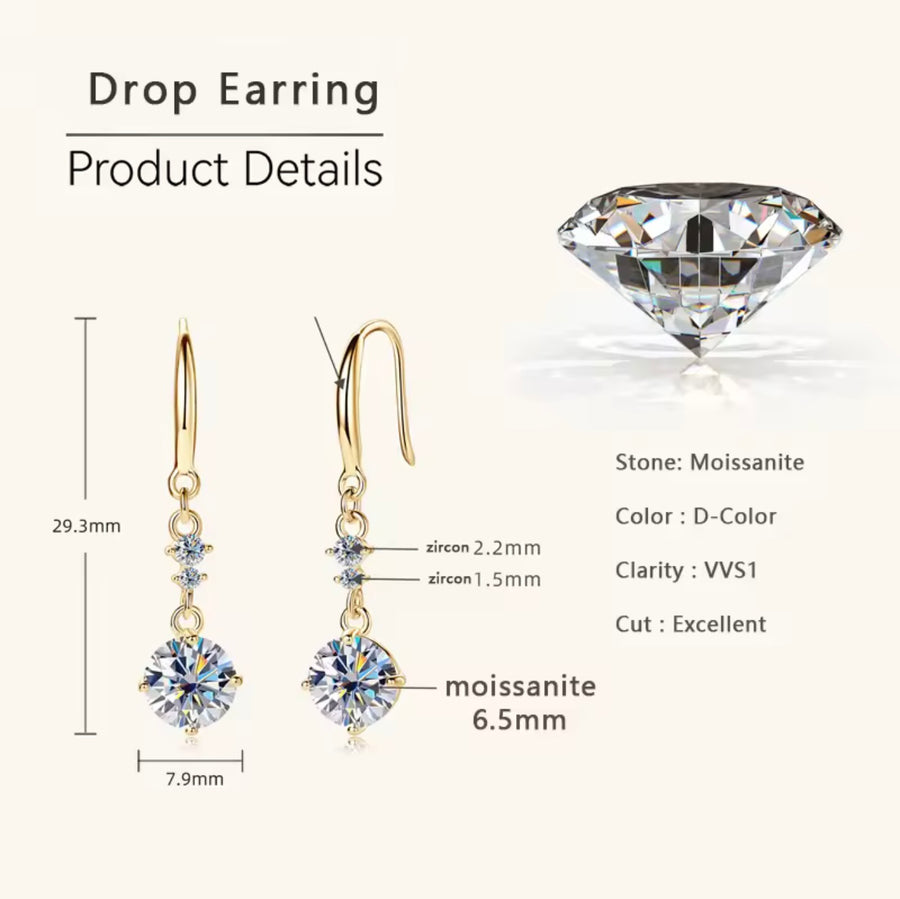 Drop Earrings For Women 6.5mm