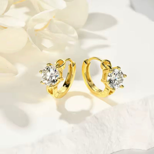 Shining1CT Round Moissanite Hoop Earrings