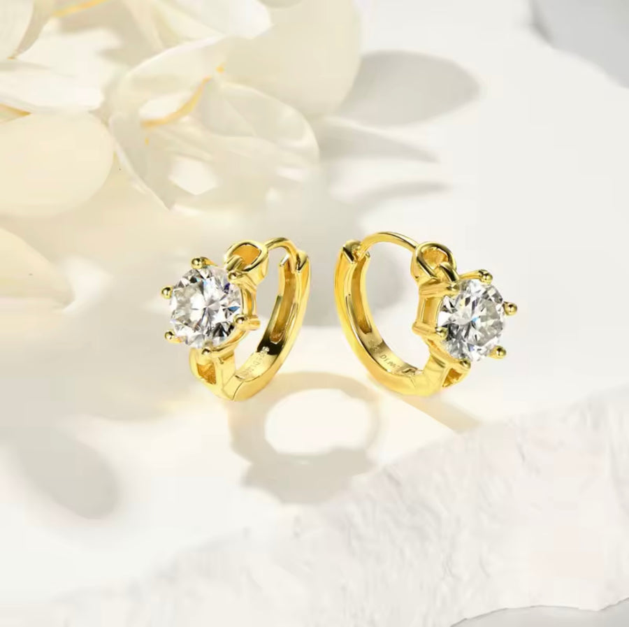 Shining1CT Round Moissanite Hoop Earrings