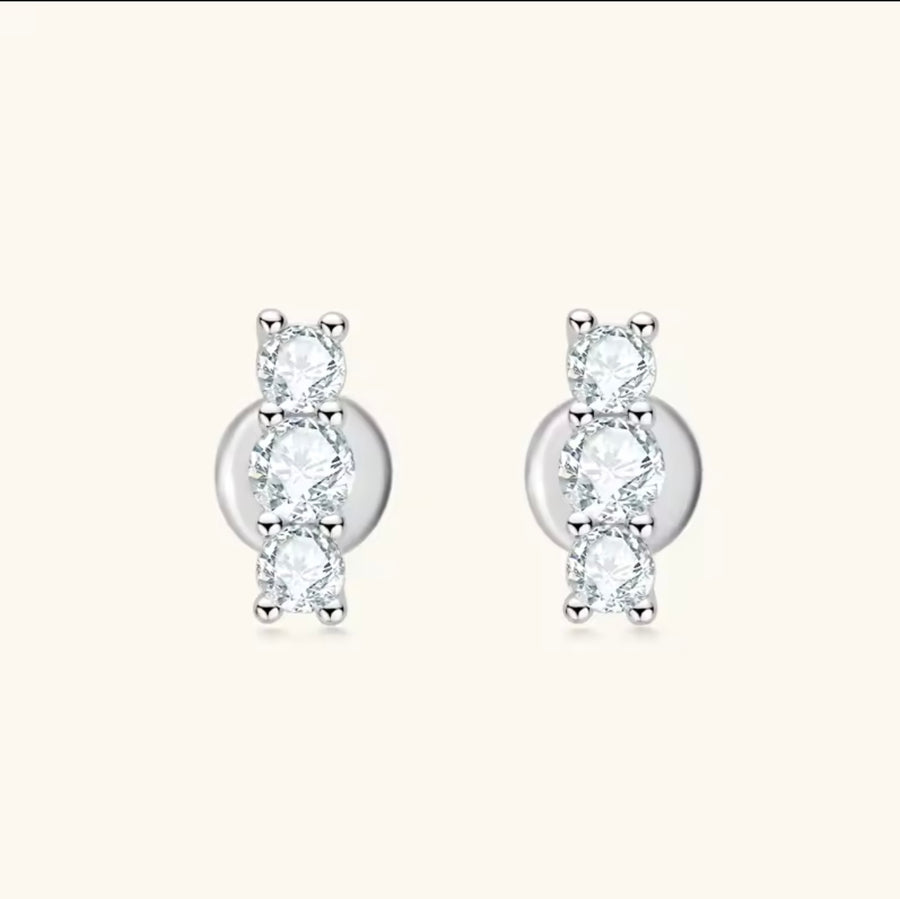 Earrings 3 Stone Moissanite Earring