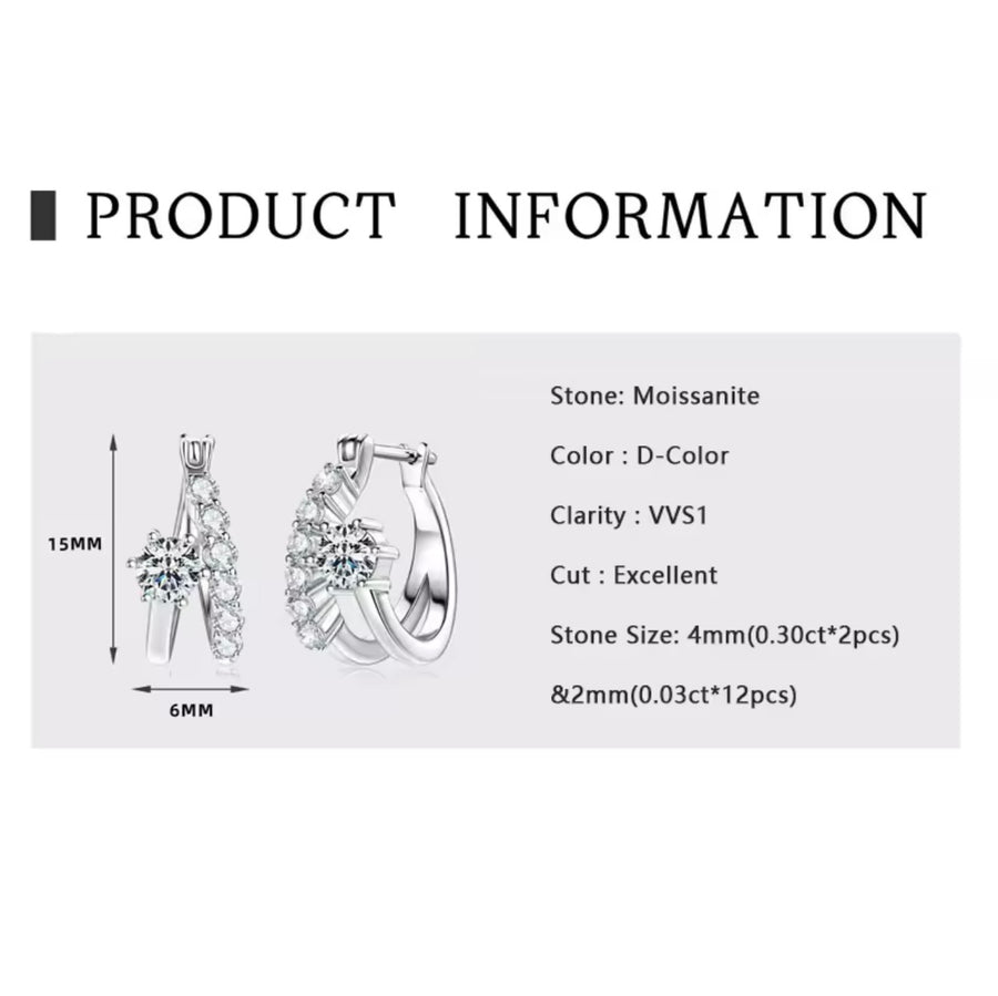 Sparkling 4MM&2MM Moissanite Earring