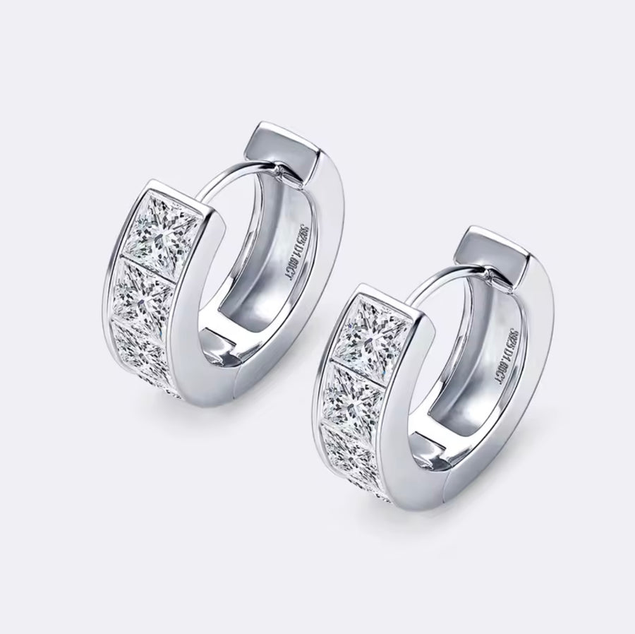 3.2CTTW Princess Cut Moissanite Earring