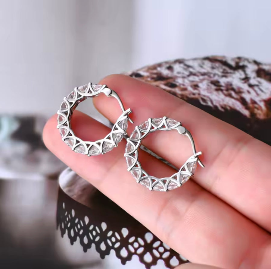 4.0mm Moissanite Huggie Hoop Earrings