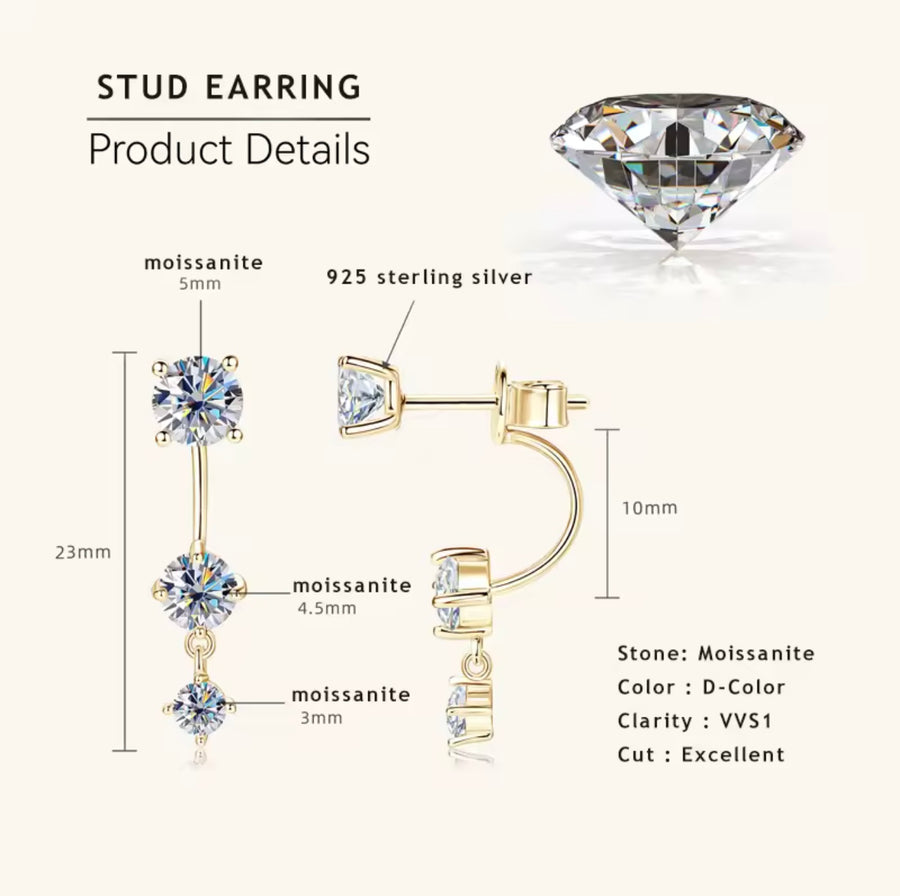 Front Back Double Sided 2 in 1 Pierced Ear