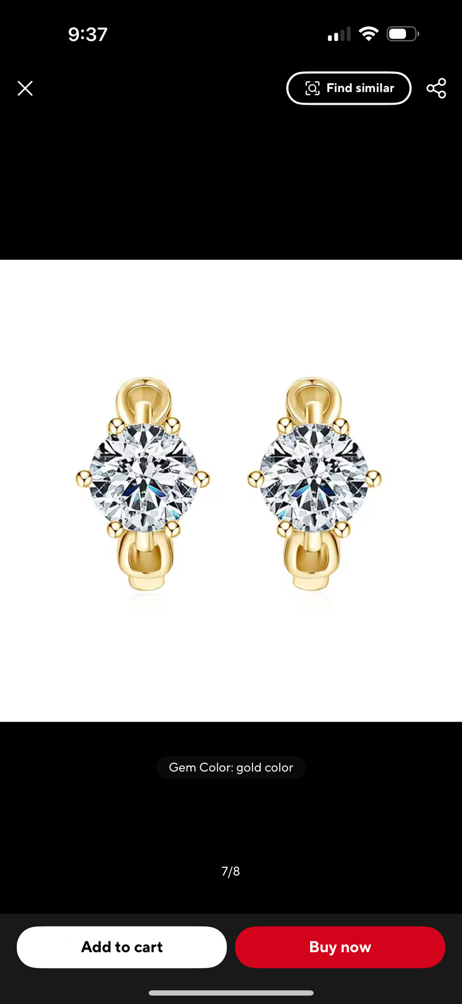 Shining1CT Round Moissanite Hoop Earrings