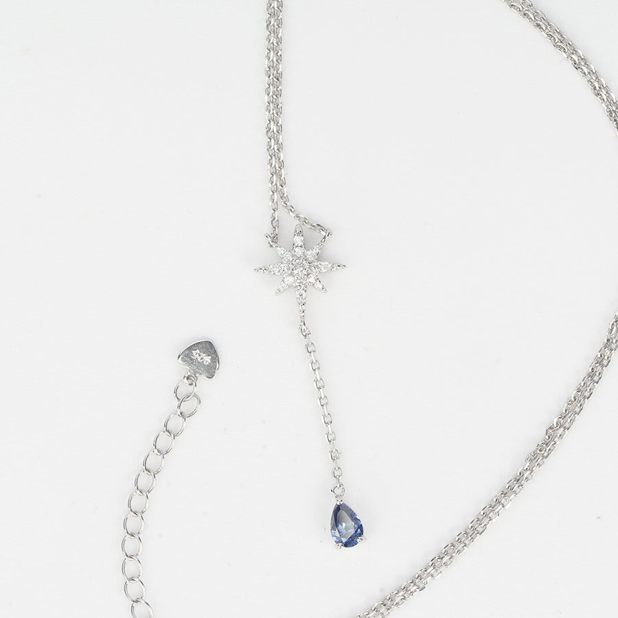 Blue Pear Necklace