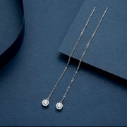 Silver Long Wire Tassel Earring Bezel