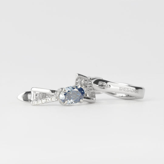 Blue Oval Earrings