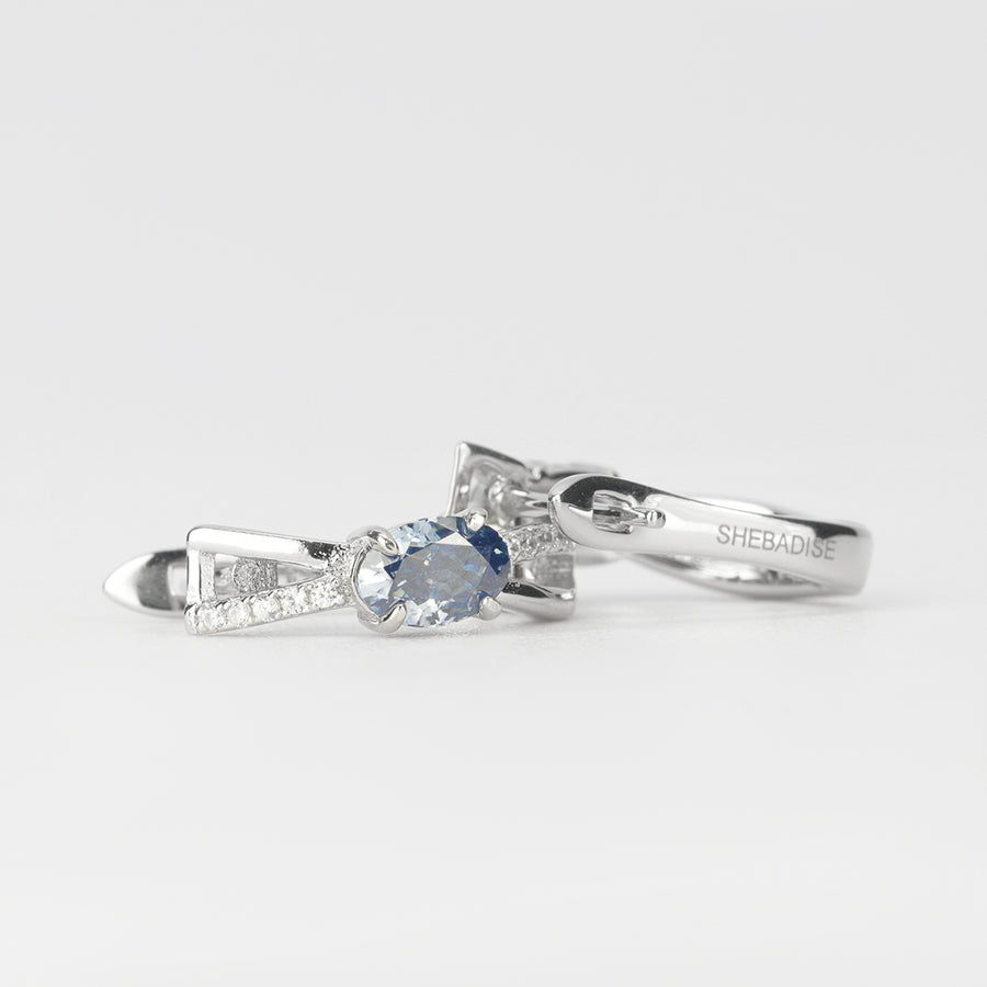Blue Oval Earrings