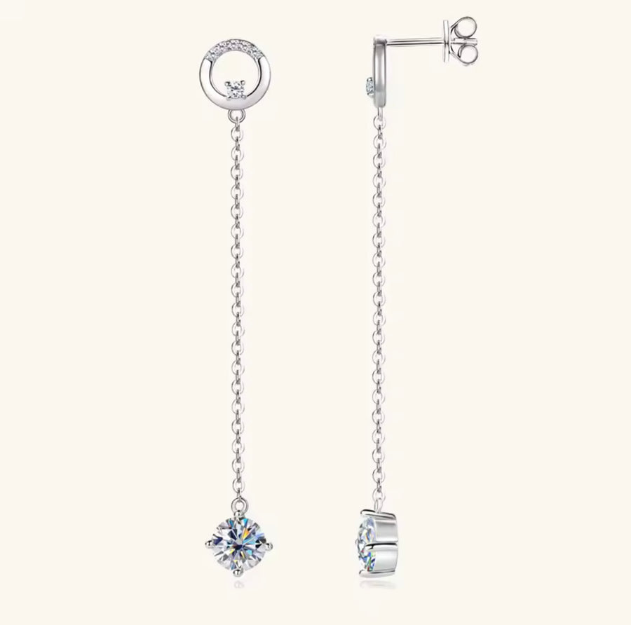 Round Moissanite Drop Earrings Fashion Elegant