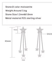 Star Tassel Chain Earings Sparkling 1.2mm&1.0mm