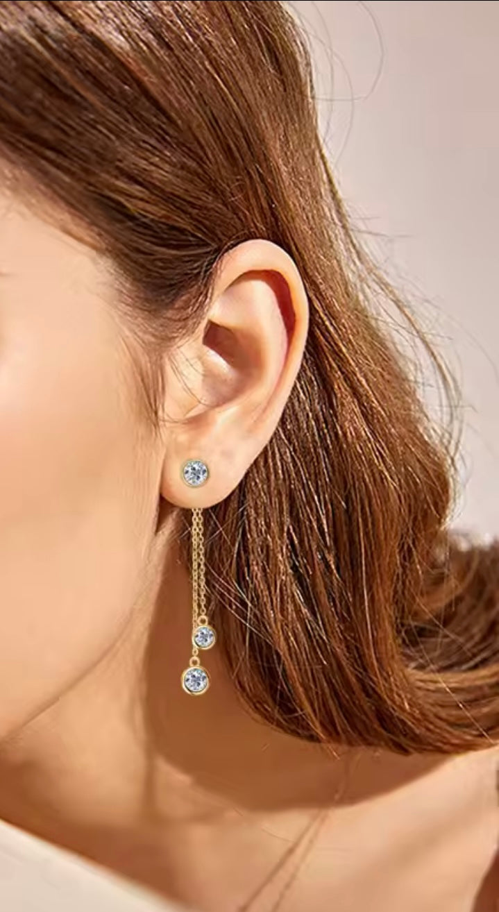 Double Chain Pendant Earrings