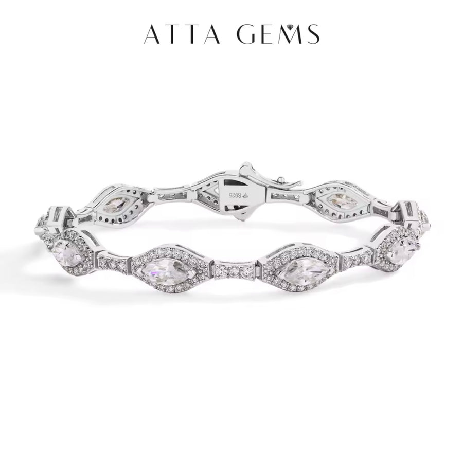 Full Moissanite Tennis Bracelets D Color Marquise
