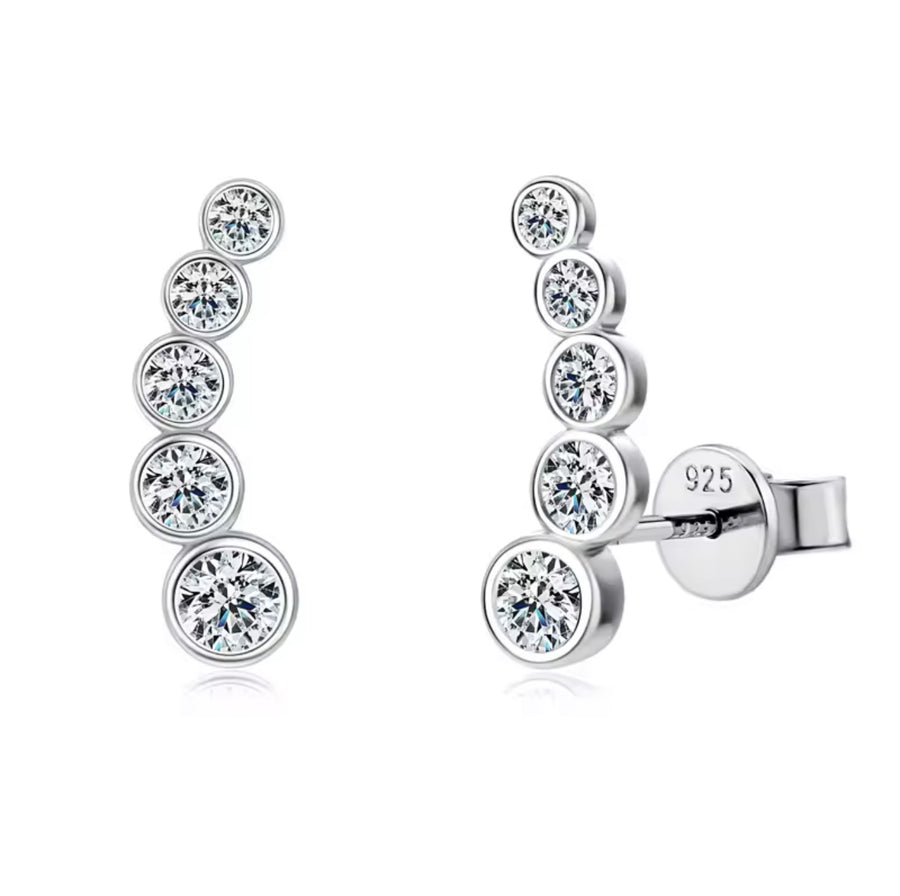 Row Round Bezel Moissanite Earring