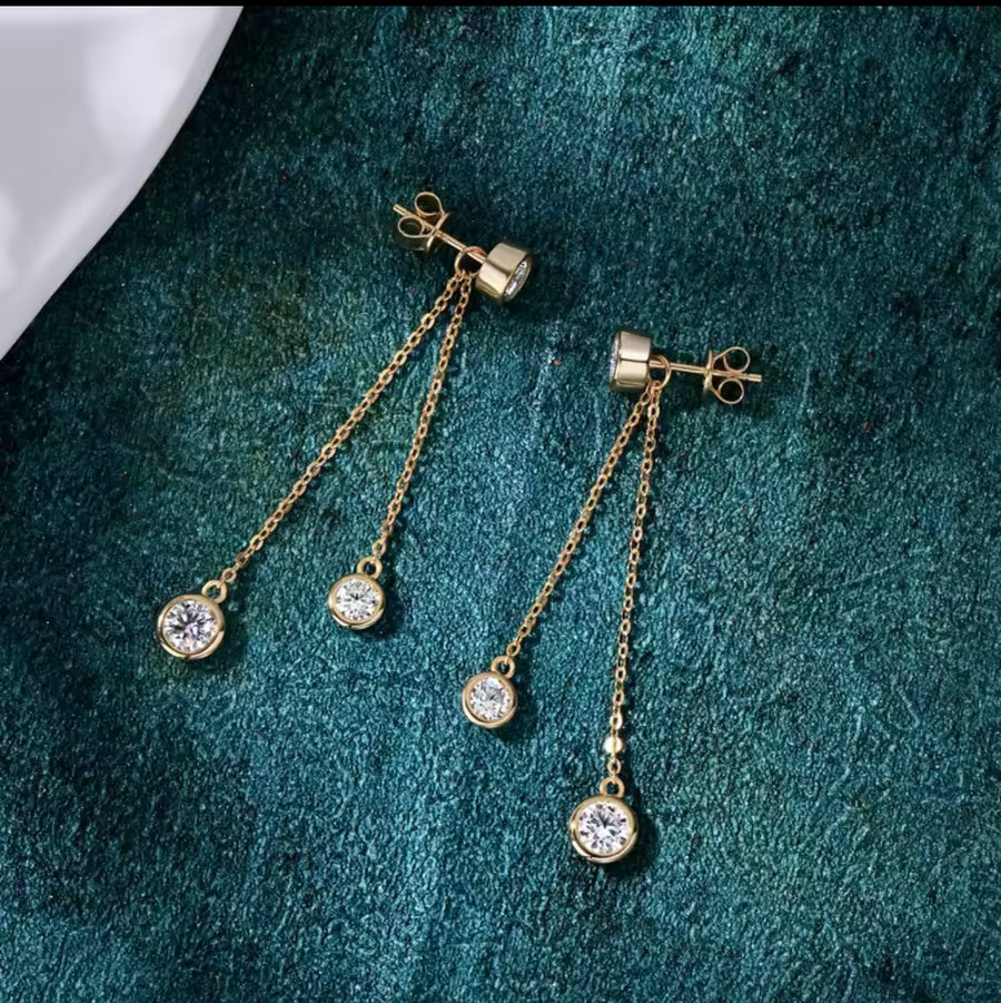 Double Chain Pendant Earrings