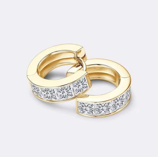 3.2CTTW Princess Cut Moissanite Earring
