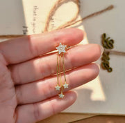 Star Tassel Chain Earings Sparkling 1.2mm&1.0mm