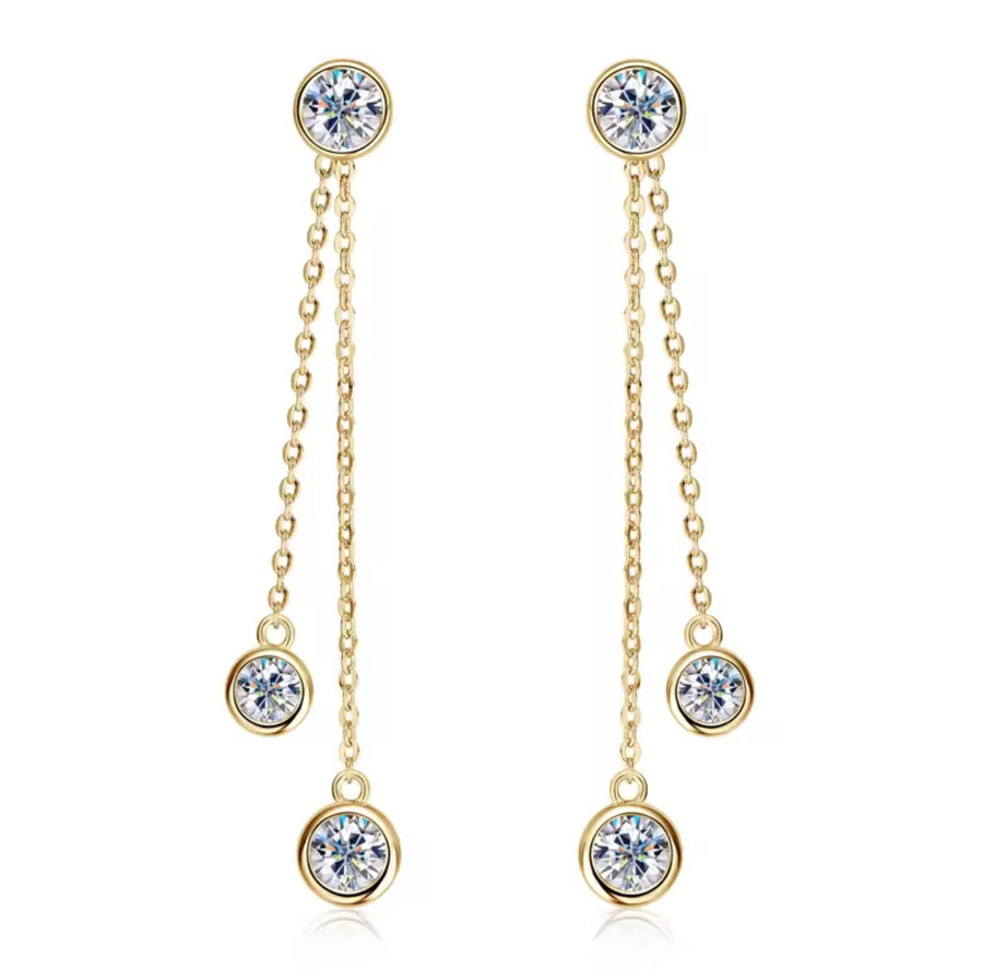 Double Chain Pendant Earrings