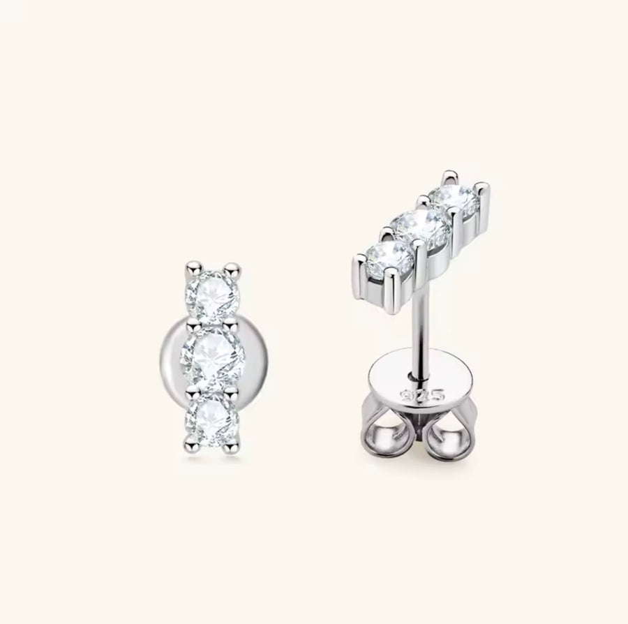 Earrings 3 Stone Moissanite Earring