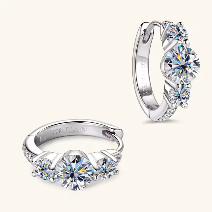 Three Stone Moissanite Earring