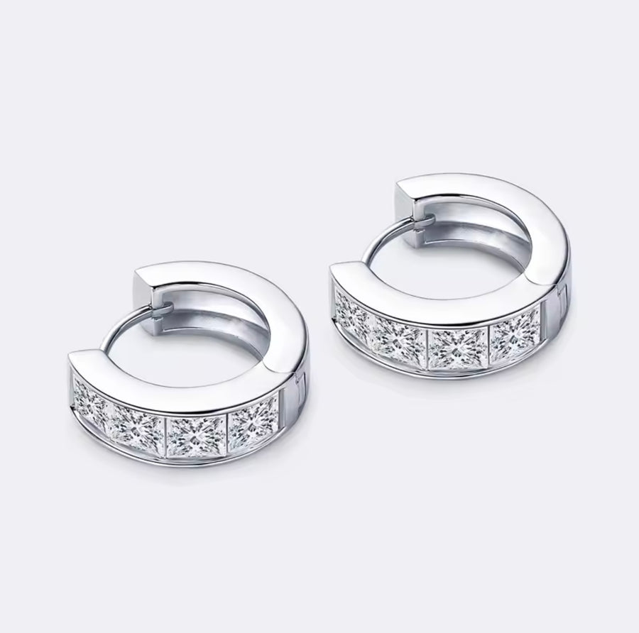 3.2CTTW Princess Cut Moissanite Earring