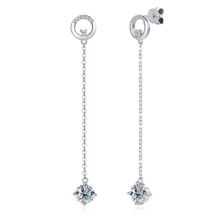 Round Moissanite Drop Earrings Fashion Elegant