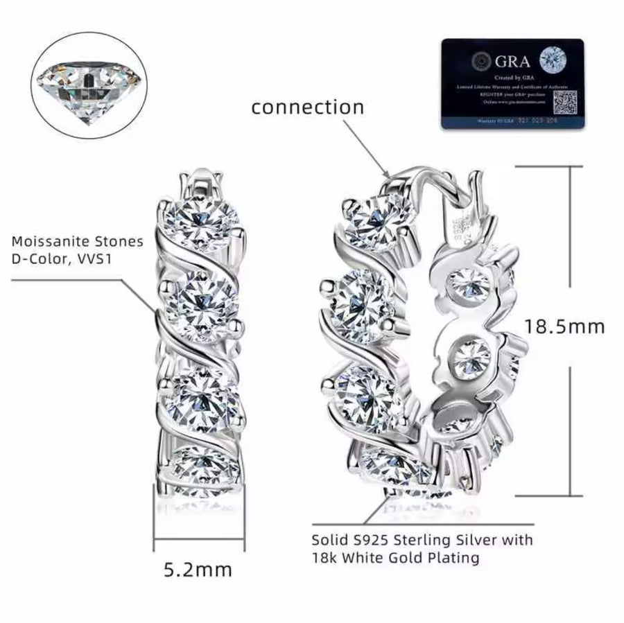 4.8CTTW. Sparkling Round Cut Moissanite Earring