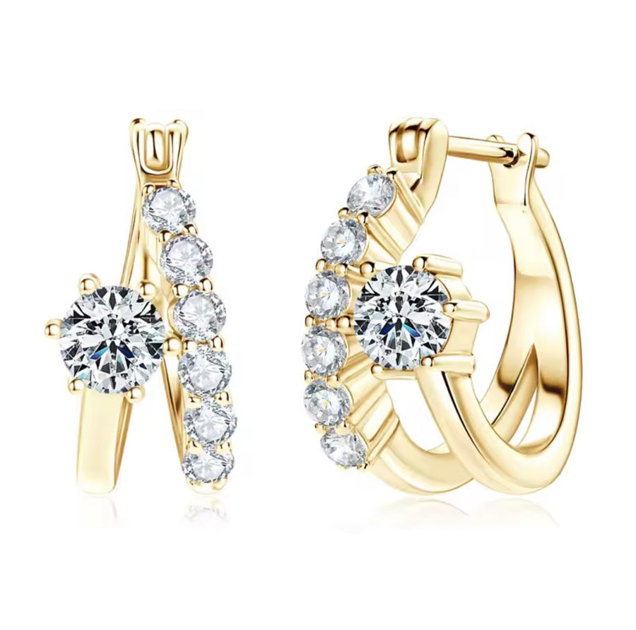 Sparkling 4MM&2MM Moissanite Earring