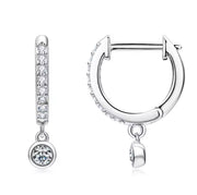 Bezel Moissanite Drop Earrings Brinco Prata