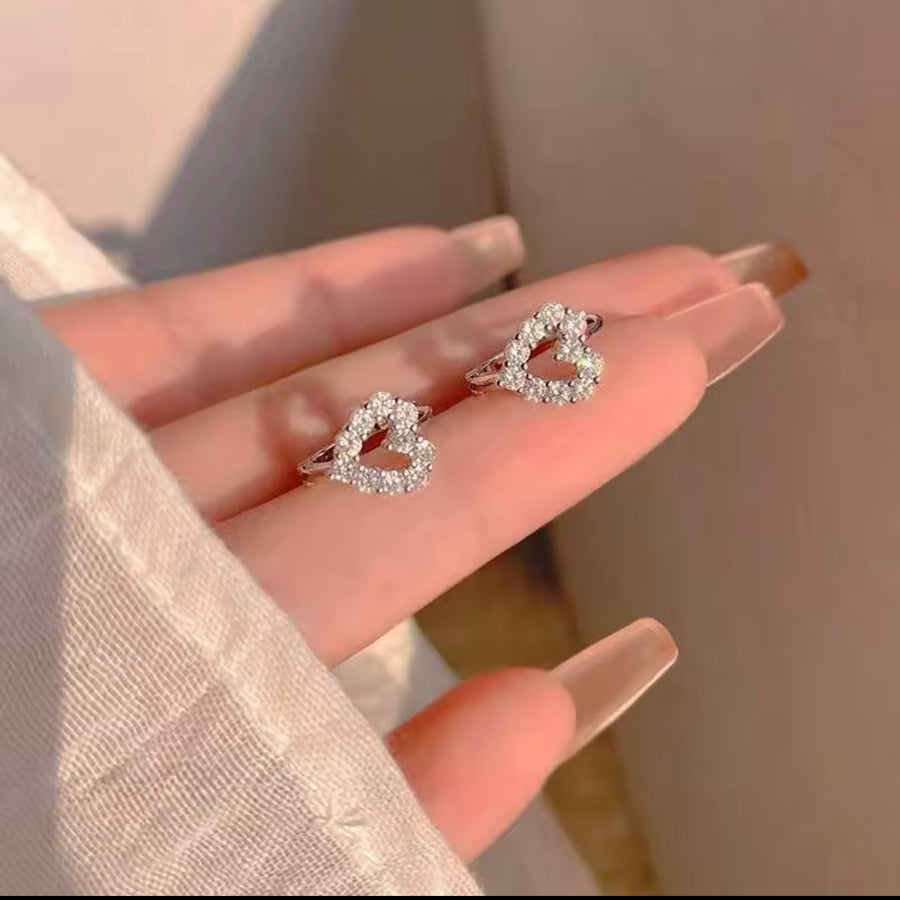 Hollow Heart Moissanite Hoop Earring