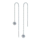 Silver Long Wire Tassel Earring Bezel