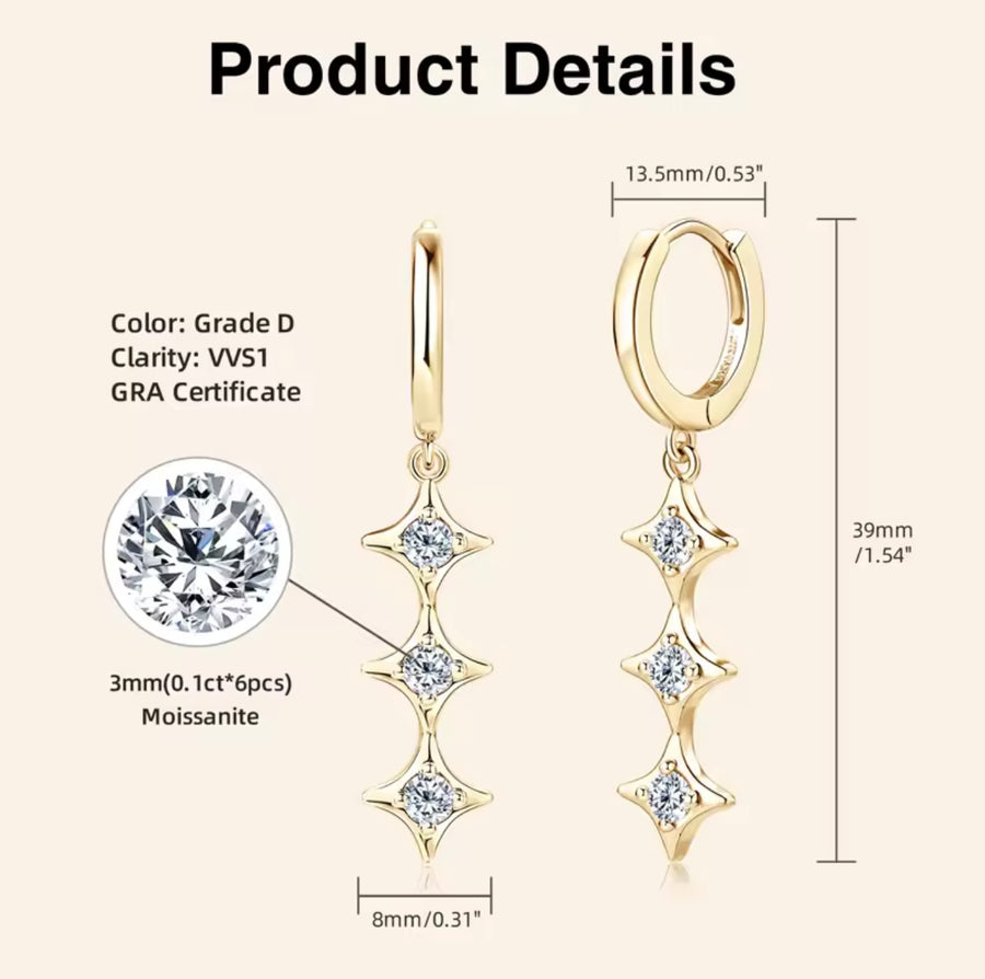 Star Pendant Earring Exquisite