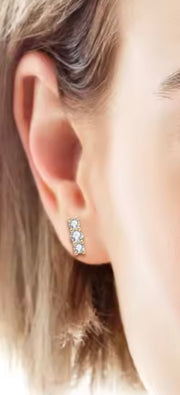 Earrings 3 Stone Moissanite Earring