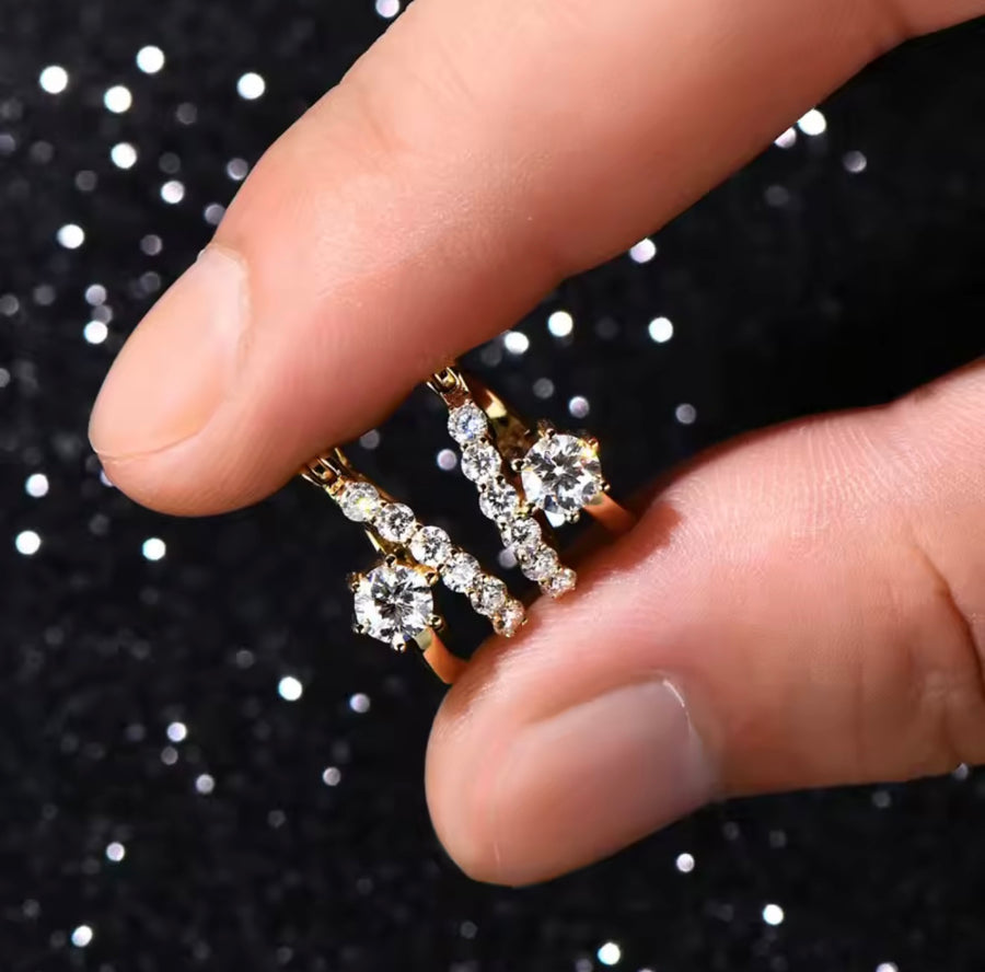 Sparkling 4MM&2MM Moissanite Earring