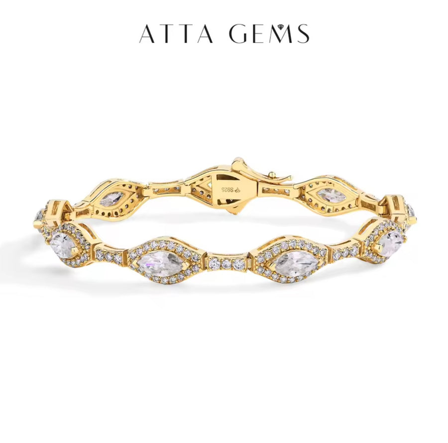 Full Moissanite Tennis Bracelets D Color Marquise