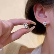 Hollow Heart Moissanite Hoop Earring
