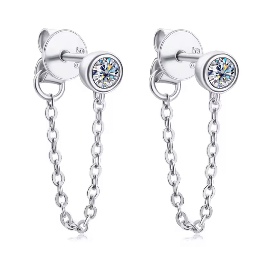 Chain Earring Round Cut