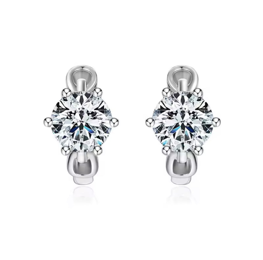Shining1CT Round Moissanite Hoop Earrings