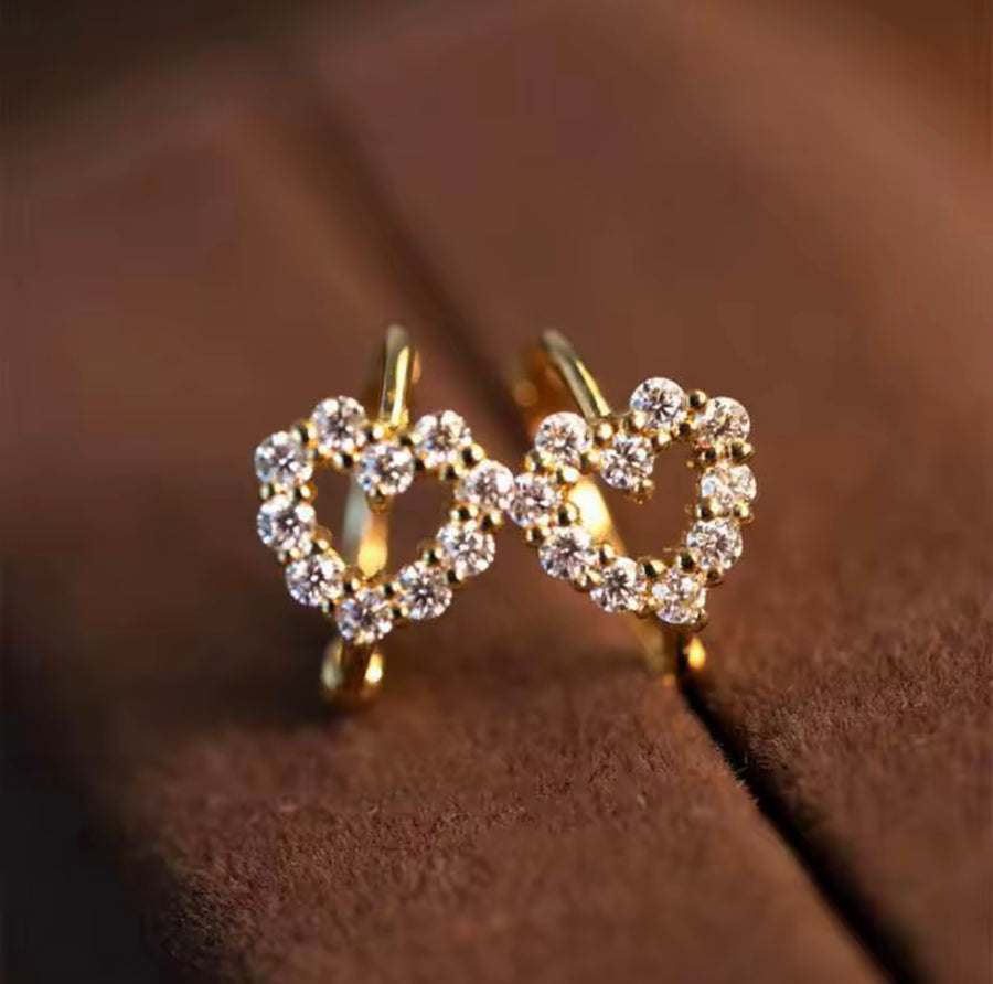 Hollow Heart Moissanite Hoop Earring