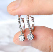 Bezel Moissanite Drop Earrings Brinco Prata