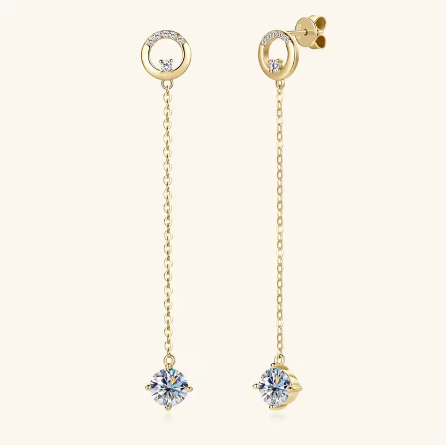 Round Moissanite Drop Earrings Fashion Elegant