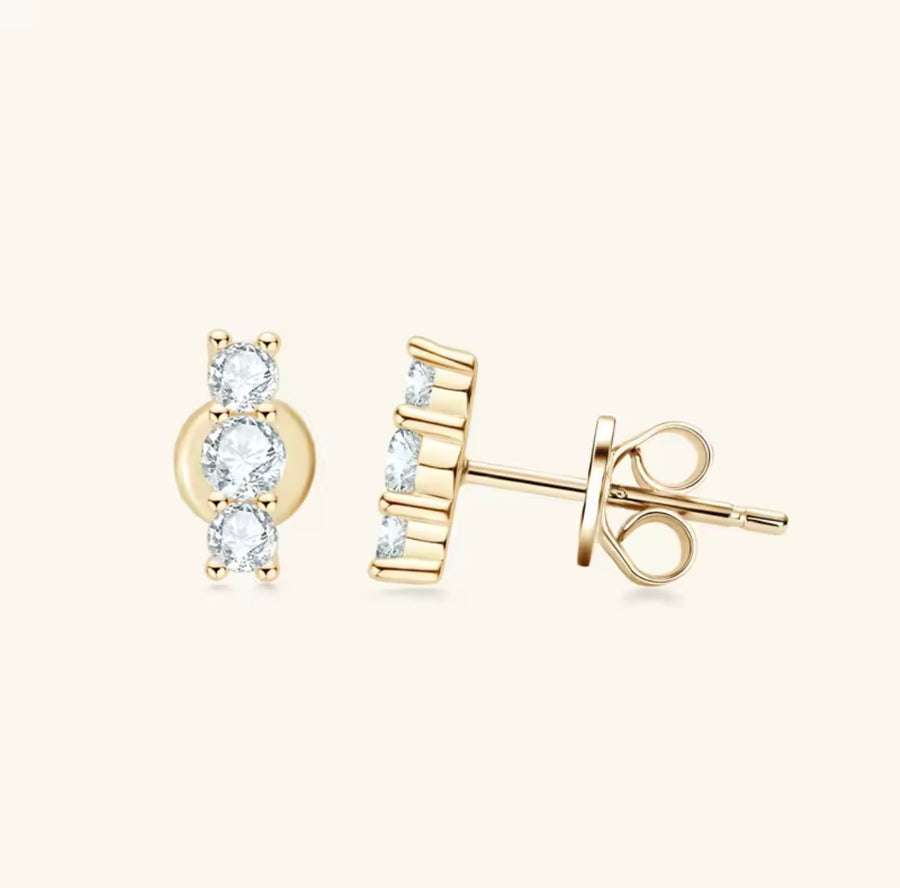 Earrings 3 Stone Moissanite Earring
