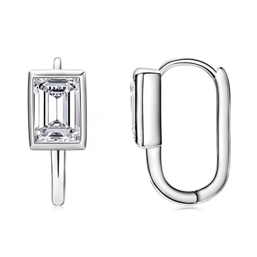 U-shaped Hoop Earrings Emerald Cut 5*7mm Moissanite