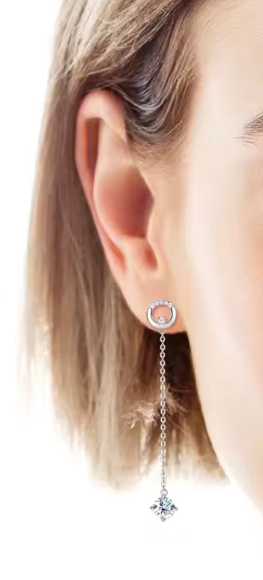 Round Moissanite Drop Earrings Fashion Elegant