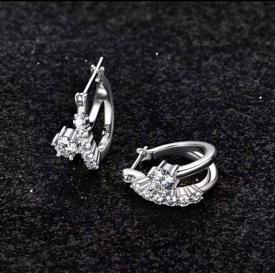 Sparkling 4MM&2MM Moissanite Earring