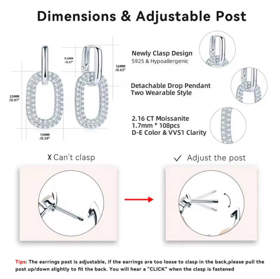 1.7mm Shiny Moissanite Earrings Charm