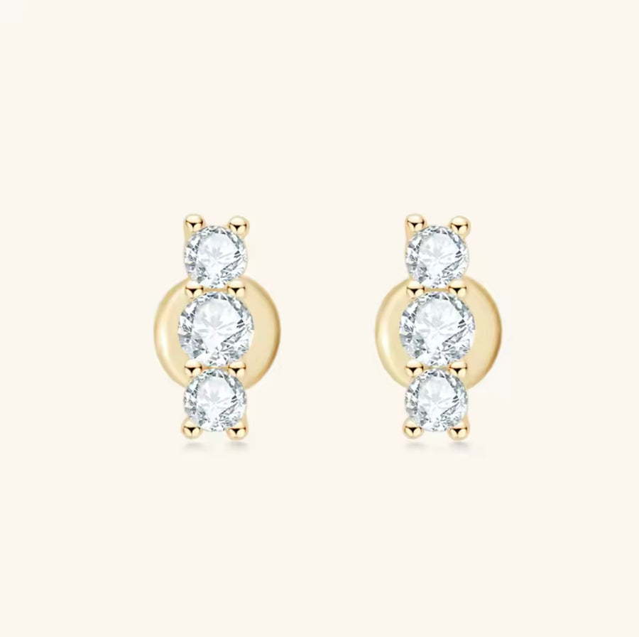 Earrings 3 Stone Moissanite Earring