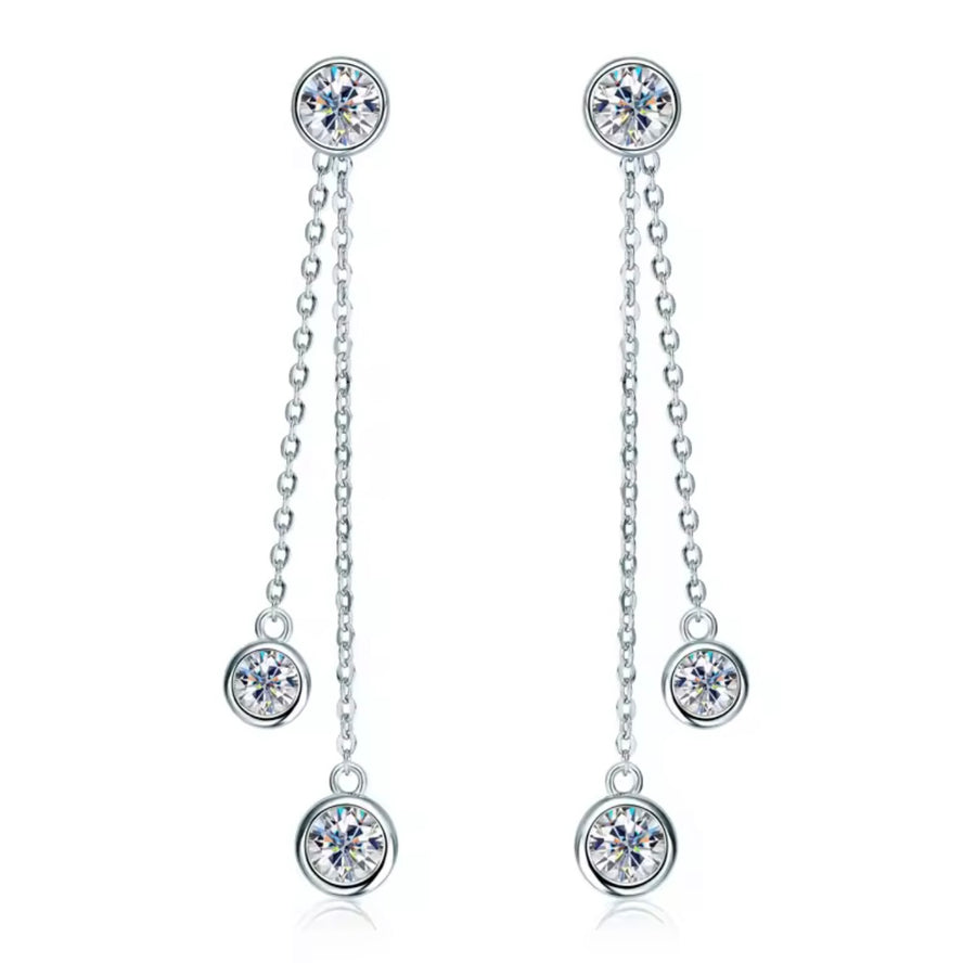 Double Chain Pendant Earrings